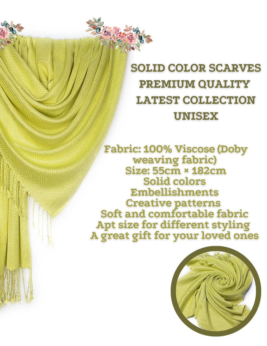 Chandwasia Premium Viscose Dobby Weave Stole and Shawl Fashion Scarf for Girls Women and Men Soft All Season Wear