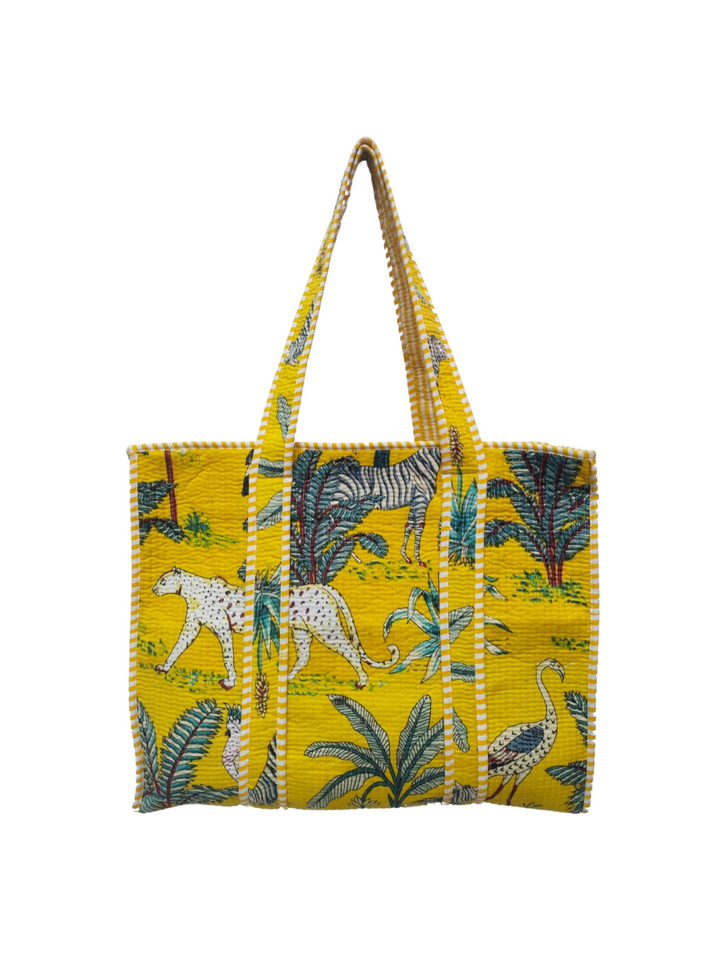 Raj Handicrafts Cotton Printed Tote Bag,Hand Bag Multicolor Quilted Hand Block Floral Printed Women's Carry Bag Shoulder Shopping Tote Bags 18x5.5x16 Inch (Yellow 6)