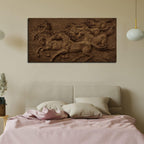 VIBECRAFTS Canvas Paintings for Living Room Drawing Room 3D Seven Horses Running Premium Wall Painting Fitted with Wooden Frame for Home|Office|Gift(PTVCH_2296NV)
