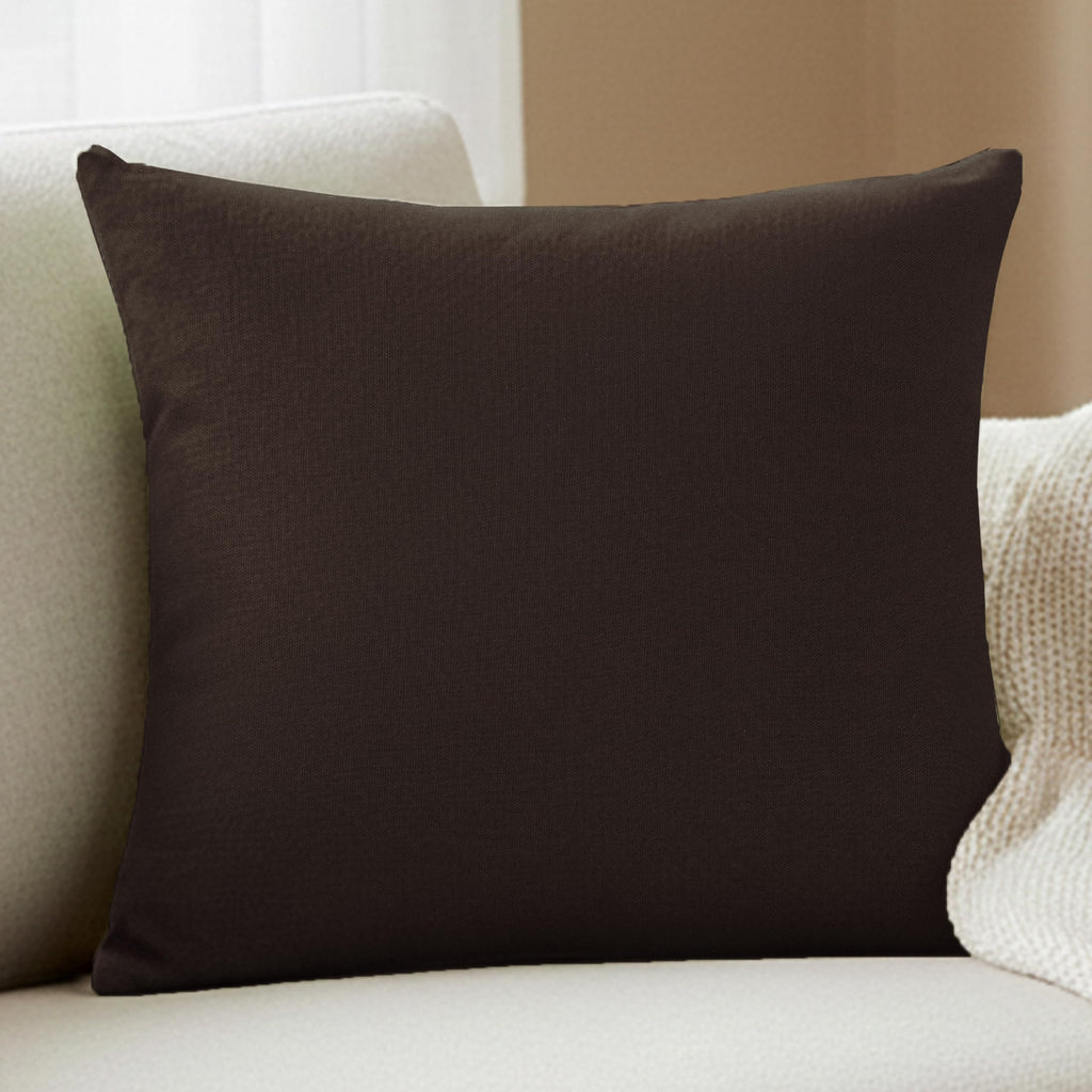 Yellow Weaves Cotton Canvas Decorative Cushion Covers, (24 X 24 Inches), Set of 1, Coffee