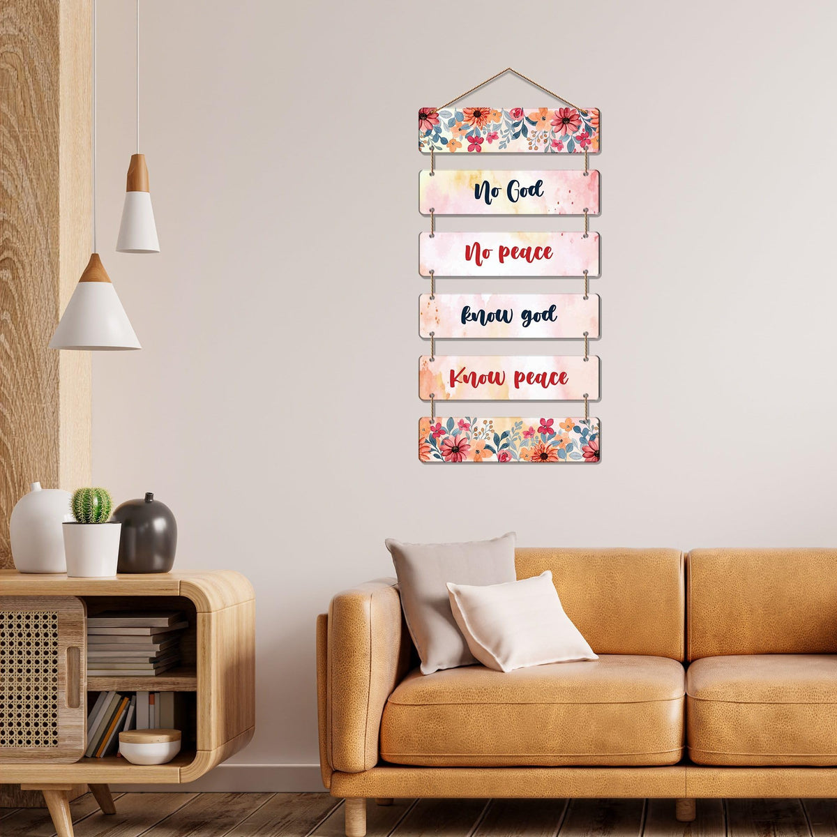 Artvibes Decorative Wall Hanging Wooden Art Decoration item for Living Room | Bedroom | Home Decor | Gifts | Quotes Decor Item | Wall Art For Hall | Mdf Wall Decoration, Set of 6 (WH_3214NR)