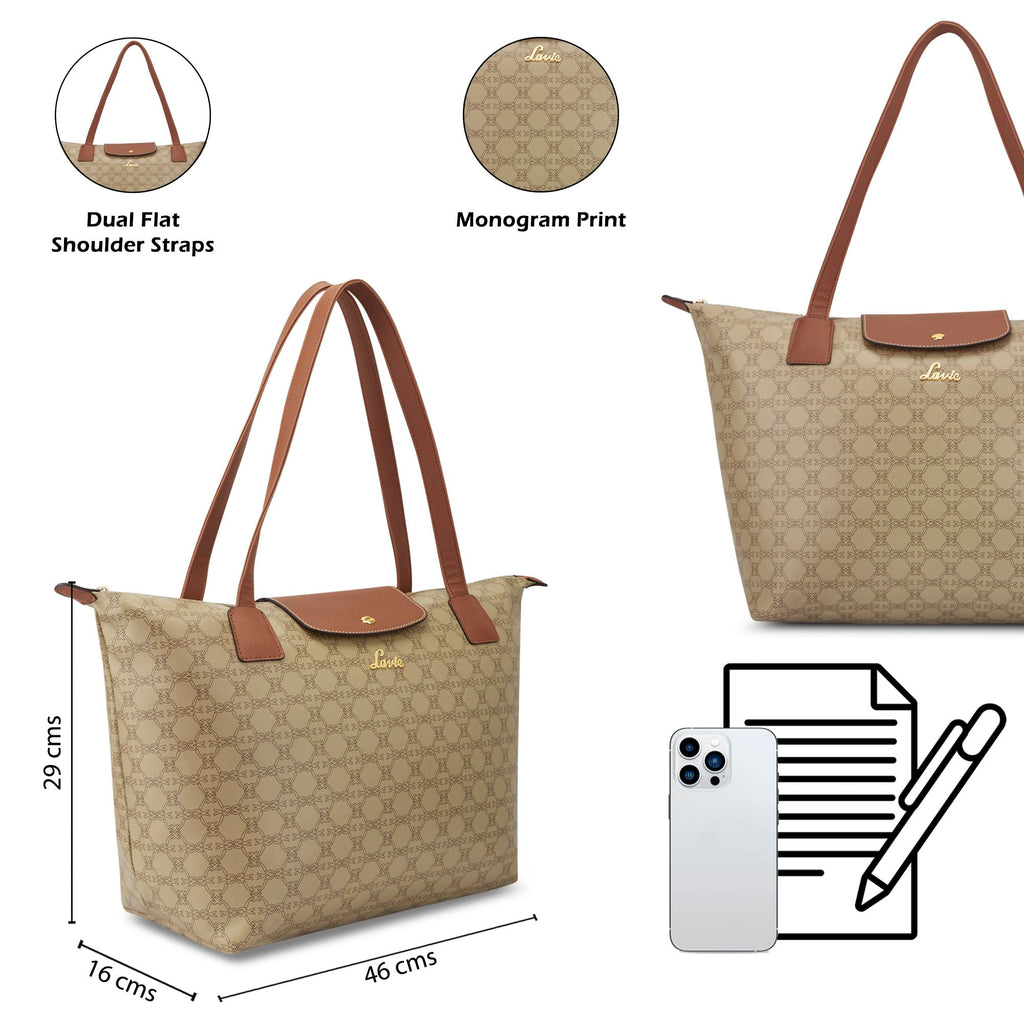 Lavie Women's Mono Vincy Tote Handbag for Women | Tote Bag for Work | Ladies purse | Stylish Shoulder Bag | Gift for Women