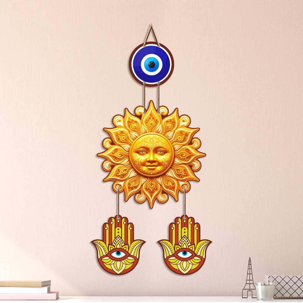 Artvibes Surya Dev Evil Eye Wall Hanging for Home Entrance Door Decor | Nazar Battu Protection Hanging for Living Room Bedroom Office | Vastu Positive Energy Decorative Gift (WH_85126N)