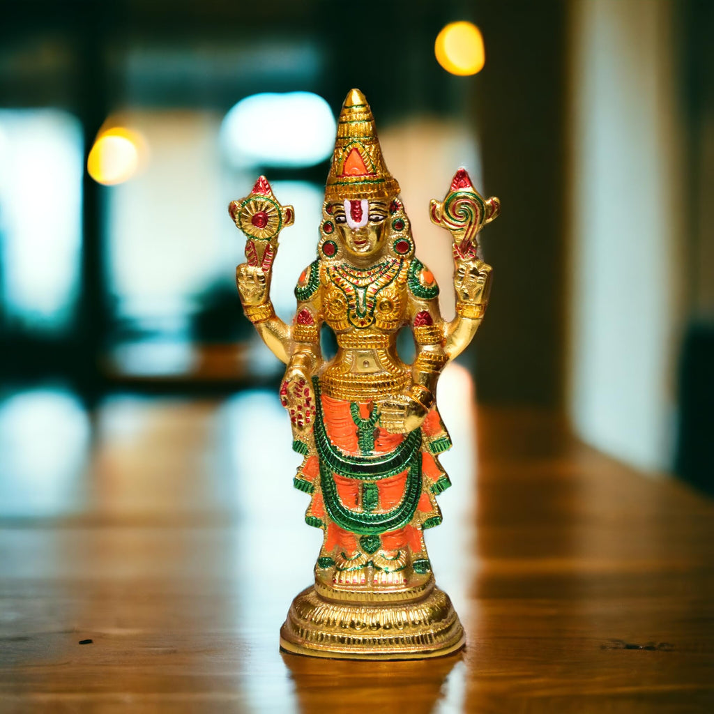 KridayKraft Aluminium Handicrafts Lord Tirupati Balaji Venkateswara Statue, Tirupati Balaji God Idol (Muliticolor)