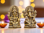 KridayKraft Metal Laxmi & Ganesh Idol Pair – Gold-Finish Mini Statues (7.5 cm × 4 cm Each), 160 g – Auspicious Home Puja Decor & Diwali Gift