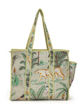 NIKAVIK Quilted Cotton Tote bag – Exotic Animal Print Foldable and Ideal for Travel Shopping Beach Trips or Daily Essentials (Beige)