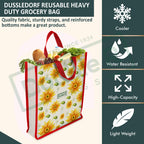 DOUBLE R BAGS Unisex Big Eco Cotton Canvas Shopping Bag for Grocery, Milk, Fruits & Vegetables | Reusable Tote with Reinforced Handles | Sunflower Print, 34x9.5x39.5 cm, 1 Compartment (Pack of 2)