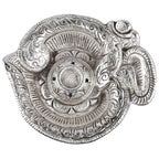 Kridaykraft Om Shaped Metal Silver Plated Incense Stick Holder (Agarbati Stand)