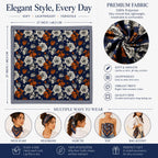 ESTA Satin silk-feel Head Scarf for Women Stylish Bandanas for Women Head Neck Stole Wrap floral Print Square Bandana Gift (27.5x27.5inch)