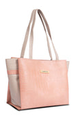 Carrylux Dual Tone Large Capacity Croco Pattern Tote Handbags Purses Shoulder Bag For Womens (Peach),Work Tote
