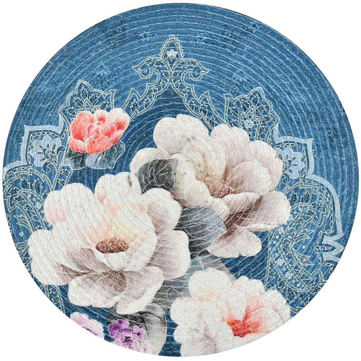 SEHAJ HOME DECOR Cotton Printed Round Table Mat (38x38 cm) - Pack of 1 (Single PCS) (Multi 6) Kafalo