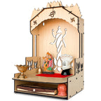 Townside® Moksha Temple Wooden Pooja Mandir for Home & Office, Puja Stand for Floor & Wall with LED Light (H: 20, L: 12, W: 12 inches) Modern Beige