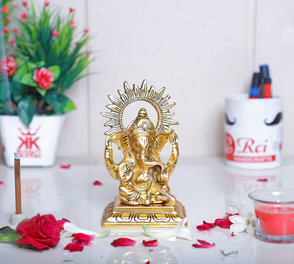 KridayKraft Ganesha Metal Statue,Ganpati Murti for Pooja Room & Decor Your Home,Office,Religious Idol Gift Article,Showpiece Figunrines...