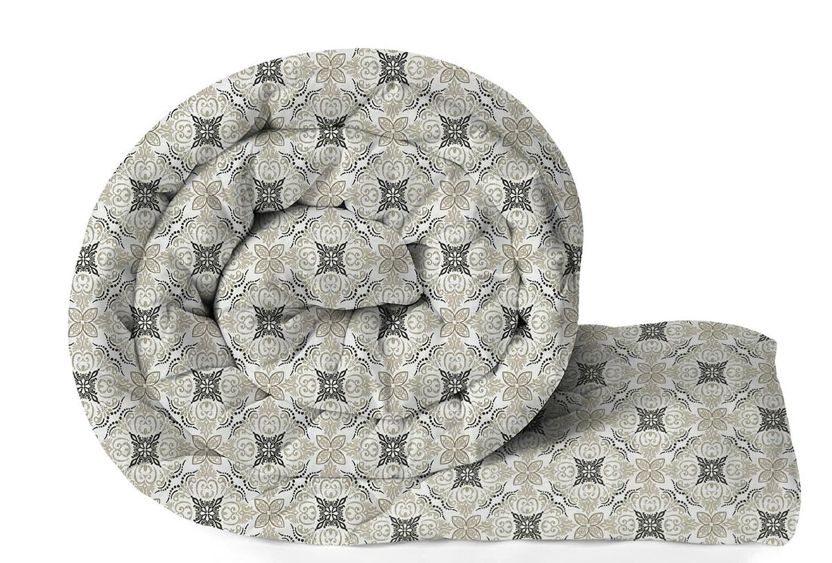 A Brand New - Umi Reversible Double Bed Super Soft AC Comforter/Blanket/Quilt/Rajai 220 GSM Soft Microfiber Diamond Stitch (90 x 100 Inches/228cm x 254cm) - Comforter Double Bed|Silver & White Kafalo
