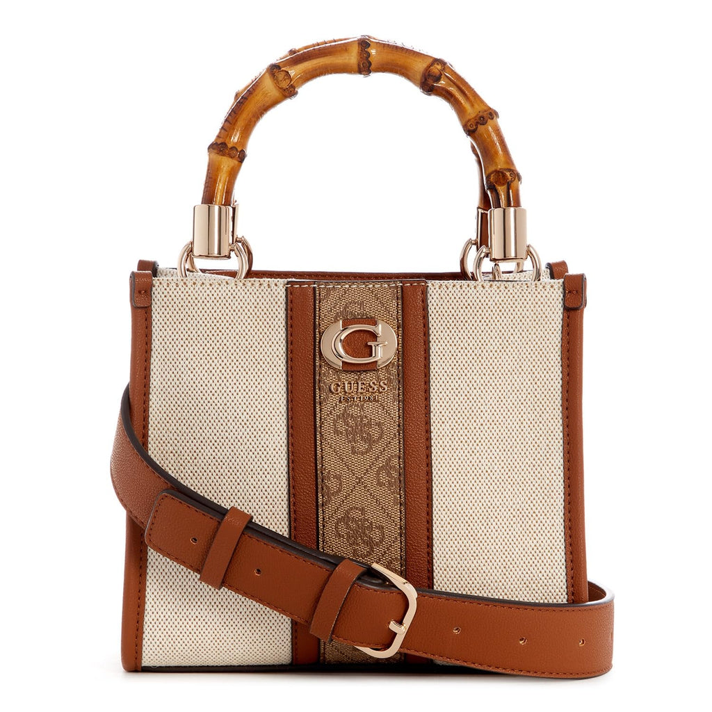 Guess Women's Natural/Latte Logo Textured Mini Bags| Ladies Purse Handbags | Gift For Ladies