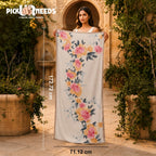 Pick Ur Needs Summer Silk Floral Printed Scarf for Womens & Girls Elegant Neck, Head & Shoulder Wrap Soft Lightweight Fashion Stole