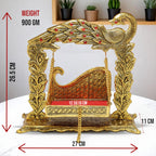 KridayKraft Metal Swing Laddu Gopal Jhula,Krishna Hindola Palana,Decorative Laddu Gopal for Temple Pooja,Showpiece Figurines,Religious Idol Gift Article