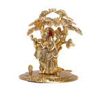 Prince Home Decor & Gifts Fabric Gold Oxidized Finish Radha Krishna Playing Flute Under Tree God Idols for Home Decor (Multicolour, Standard)