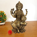 ARTVARKO Goddess Maa Laxmi Idol Brass Statue Sitting in Lotus Lakshmi MATA for Temple Puja Home Decor 12 Inch