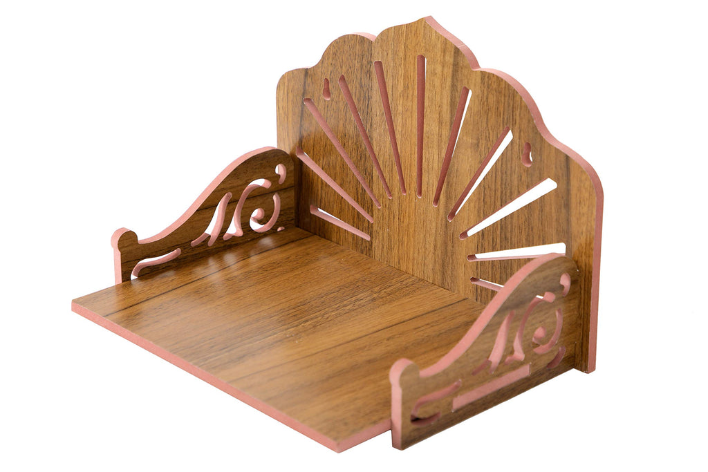 VJ SONS Art and Craft Wooden Temple Beautiful Plywood Mandir Pooja Room Home Decor Office OR Home Temple (Brown)