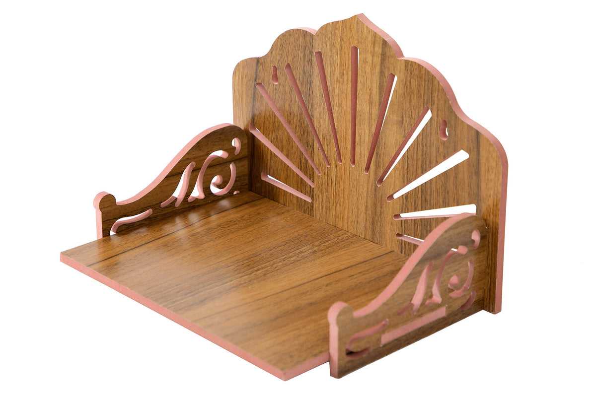 VJ SONS Art and Craft Wooden Temple Beautiful Plywood Mandir Pooja Room Home Decor Office OR Home Temple (Brown)