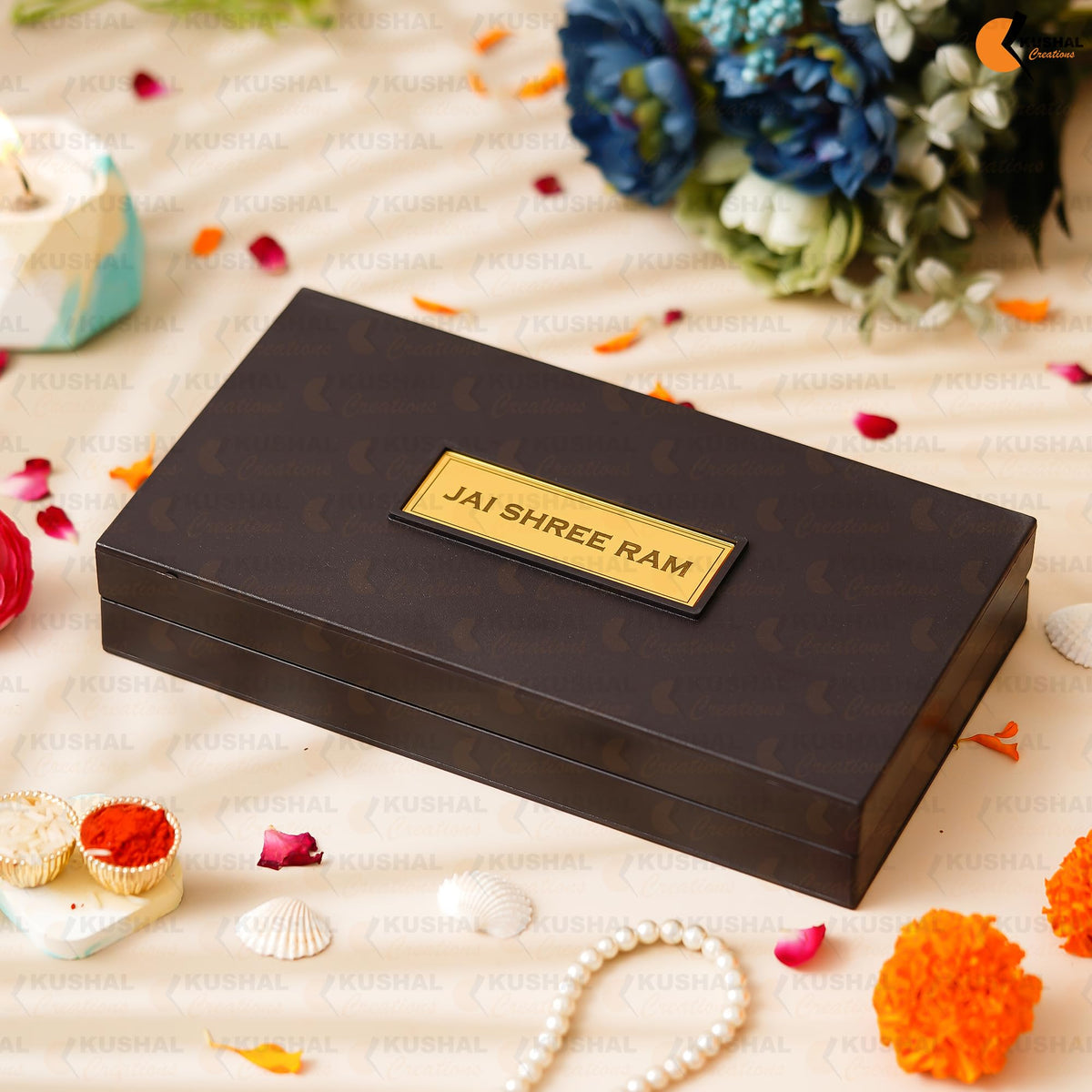 KUSHAL CREATIONS Ram Darbal Charan Paduka Religious Prayer Box Pocket Temple | charan paduka Box Brown Colour