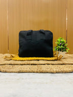 Art Of Colours Multipurpose Cotton Tablet Bag with Zipper for Travel,Office & Shopping (Black)