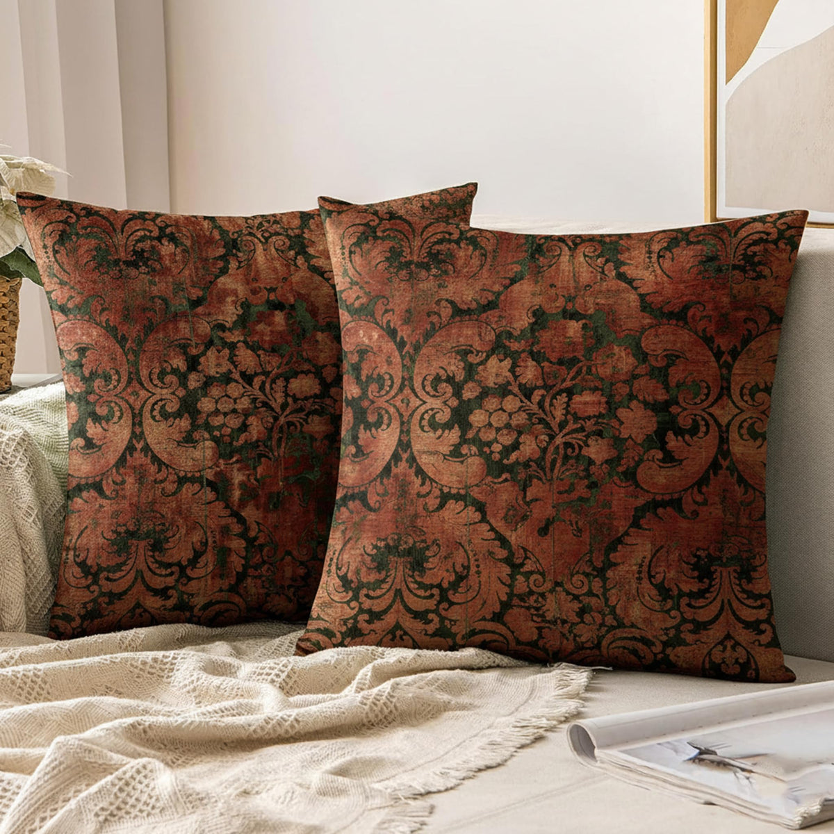 ishro home Premium Cushion Cover 16 inch x 16 inch | Luxury European Mosha Fabric | Love at First Sight Designs | Hidden Zipper | Machine Washable, Non- Fading | (4, Jaipuri Riwaayat, 16 x 16 Inches)