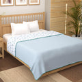 Story@Home Dohar Double Bed Cotton 100% | 150GSM 225 x240 cm Quilt AC Blanket for Summer | AC Comforter Double Bed | White & Light Blue Floral Reversible Design Duvet | All-Season Blanket Kafalo