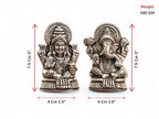KridayKraft Metal Lakshmi & Ganesha Idol Pair – Silver Antique Finish Mini Statues (7.5 cm × 4 cm Each), 160 g – Auspicious Home Puja Decor & Diwali Gift