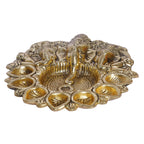 KridayKraft Metal Ganesha Puja Thali with Diya Ganpati Pooja Thali for Puja Room Mandir Temple Ganesha Murti Idol Pooja Thali for Diwali Poojan Decorative Showpiece