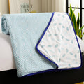 Story@Home Dohar Single Bed 100% Cotton AC Blanket for Summer | 144x 220CM, 150GSM Ac Comforter and AC Blanket for Summer | Sky Blue & White Leaf Pattern Reversible Duvet Quilt All-Season Blanket Kafalo