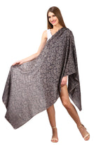 Pashtush Women's Wool Floral Design Scarf Stole (Navy Blue)