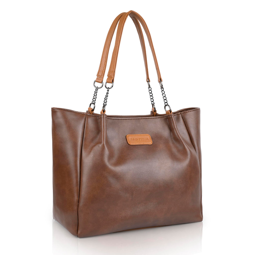 EARTHEA Tote Bag for Women | Large Faux Leather Handbag Fits 14 Inch Laptop | Stylish Shoulder Office Bag with Zipper | Spacious Work Tote for Daily Use, Travel & Shopping