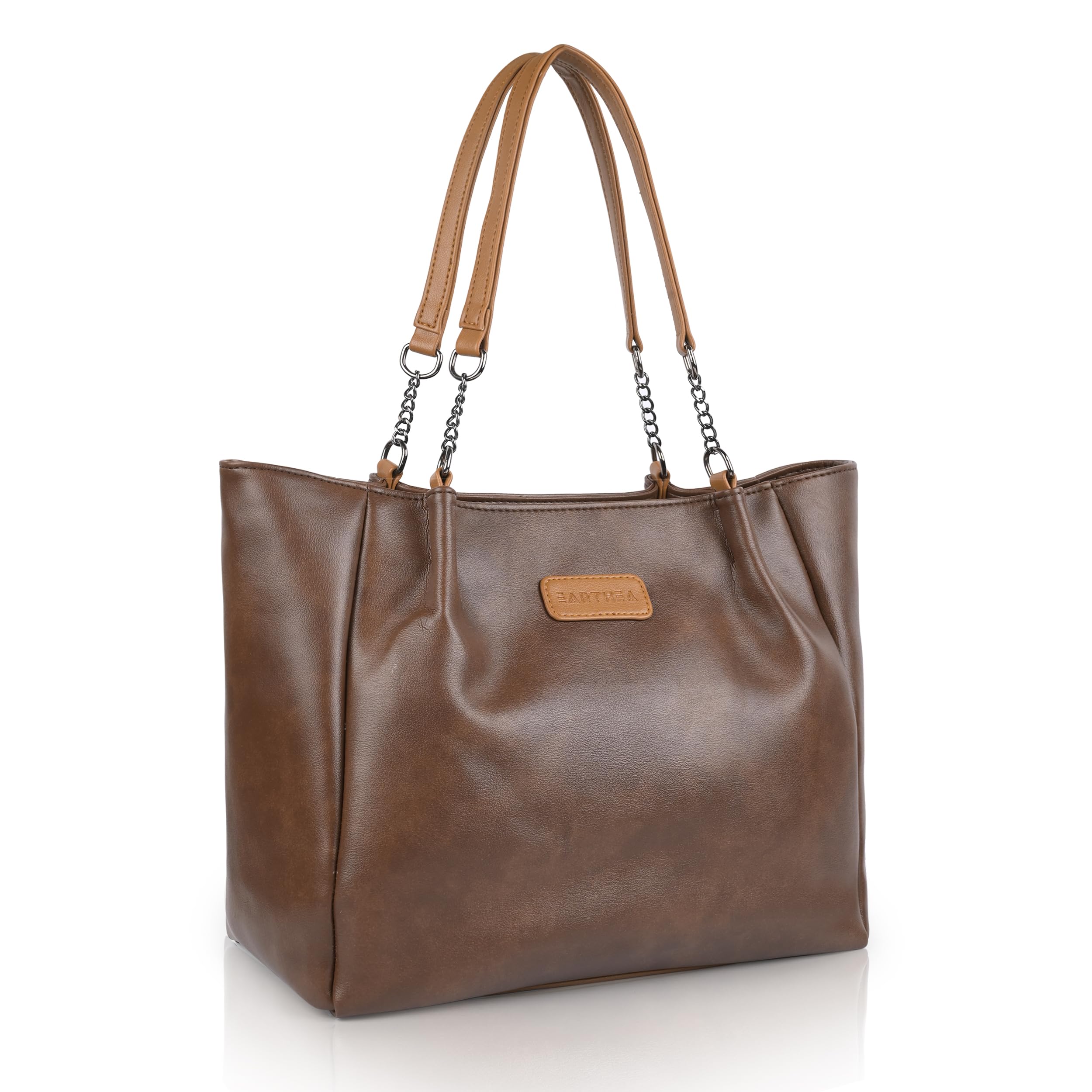 EARTHEA Tote Bag for Women | Large Faux Leather Handbag Fits 14 Inch Laptop | Stylish Shoulder Office Bag with Zipper | Spacious Work Tote for Daily Use, Travel & Shopping