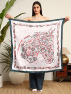 Ravaiyaa - Attitude is everything Women's Crepe Silk Digital Print Large Square Scarf Breathable Lightweight Neckerchief Printed Headscarf 40 x 40 Inch (Rose Octave Marsal)