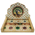 OPPILLA™ Wooden Hand Crafted Meenakari Laddu Gopal Folding Singhasan for Home Temple | Home Temple for God and Idols | Laddu Gopal Singhasan for Mandir Size :- 7 Inches X 9 Inches