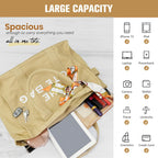 Storite Canvas Tote Bags for Women Large Capacity Shoulder Bag with Inner Pocket Everyday Handbags for Office, College and Travel - Beige