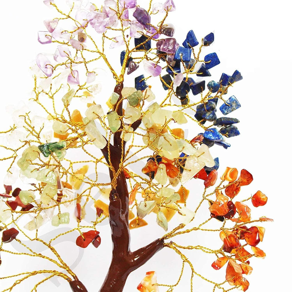 A P HOMES 7 Chakra Healing Gemstone Tree - Handcrafted Feng Shui Crystal Tree for Positive Energy, Wealth, and Balance | Meditation Decor, Reiki Healing, Home & Office Decor Gift (100 Beads)