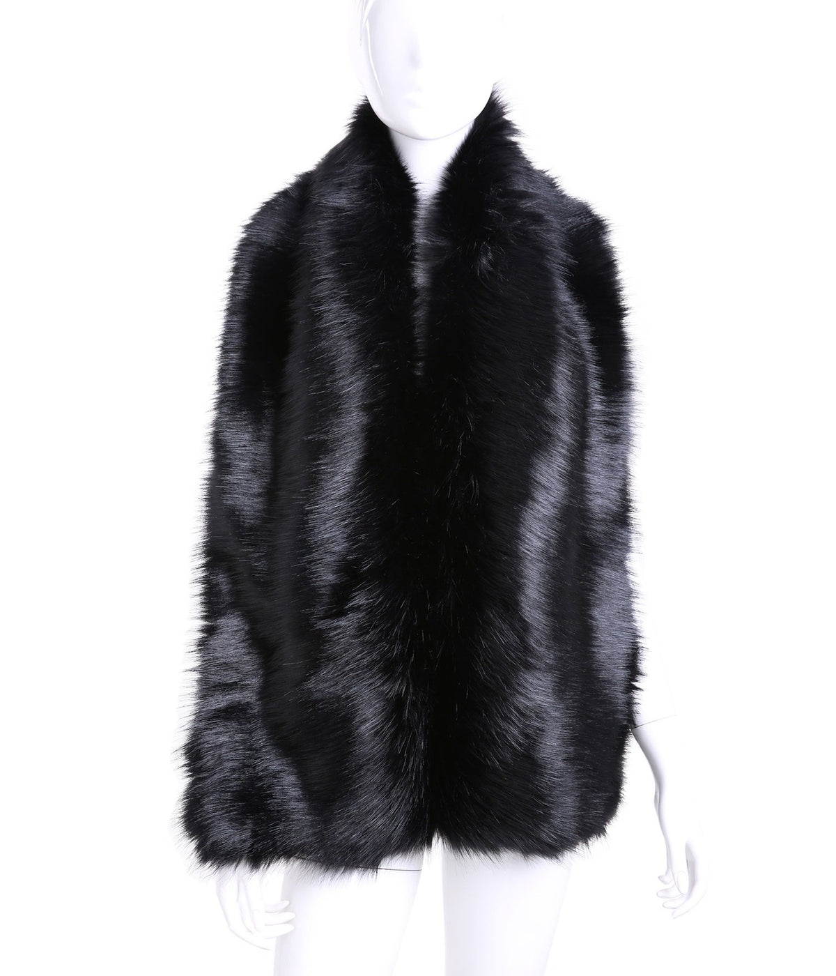 KAMA BRIDAL Women Long Faux Fur Shawl Bridal Stole Cover Up Winter Soft Bolero Scarf, Black, Talla Única