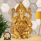 ARTVARKO Big Brass Ganesha Idol Sitting On Lotus Bhagwan Mangalkari Ganesh Statue Ganpati Murti for Home Entrance Decor Diwali Gift Height 21 Inches