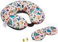 kossto Memory Foam Travel Pillow for Neck Pain Relief, Includes Eye Mask & Noise Isolating Ear Plugs, Portable Combo for Men & Women, Ideal for Long Flights & Road Trips | Velvet Black