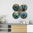 Artvibes Nature Wooden Art Decoration Item for Home | Handcrafted Art | Decoration Wall Hanging Items | Wall Sculpture | Wall Art Print | Paintings For Wall | Unique Gift Items (WH_8425N), Set of 4