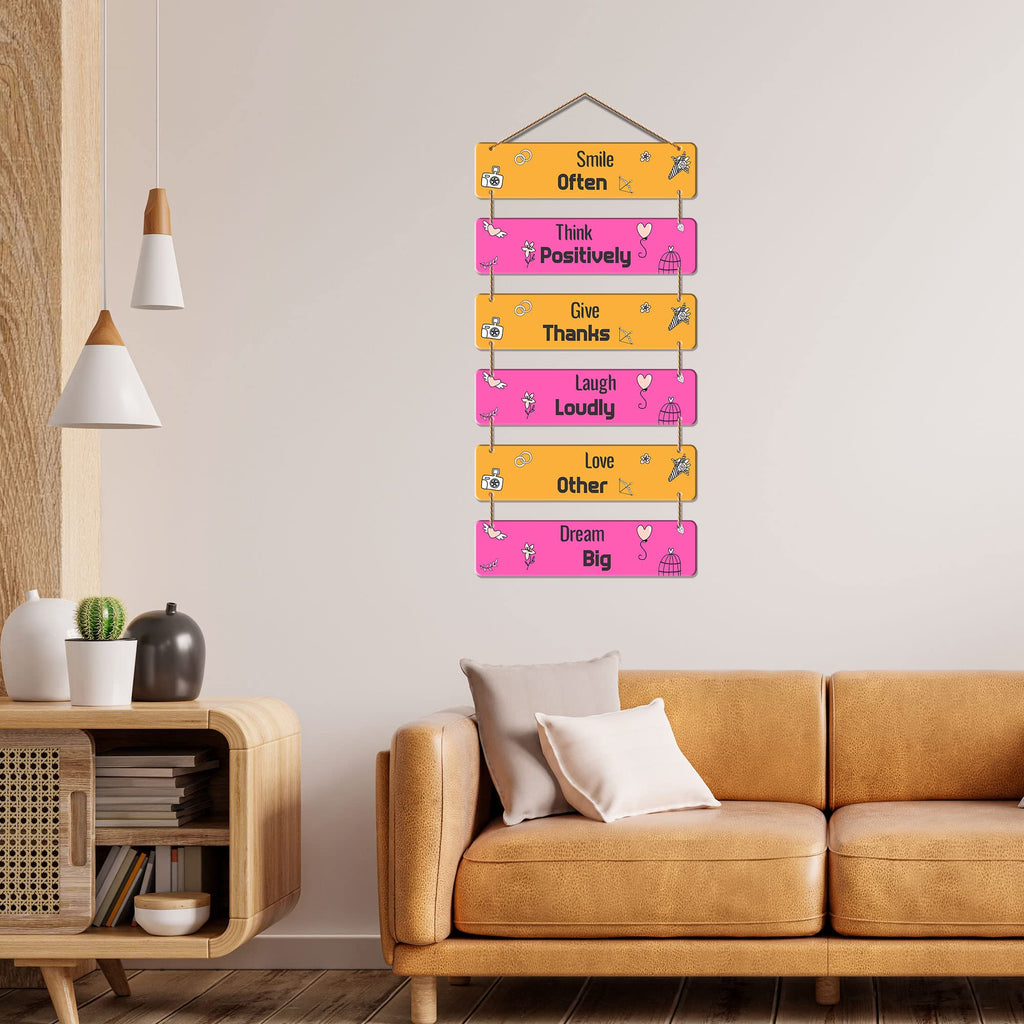 Artvibes Smile Often Think Positive Wooden Wall Hanger for Home Decor | Quotes Decor Item | Wall Accent Art Piece | Office Decor | Wall Art Print | Inspirational Quotes | Gift Items (WH_3240N)