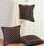DECOMIZER Jacquard Geomteric Cushion Covers 24 inch x 24 inch Set of 3 Ethnic Motifs Cushion Covers,Design- Star,Color- Coffee-240 TC