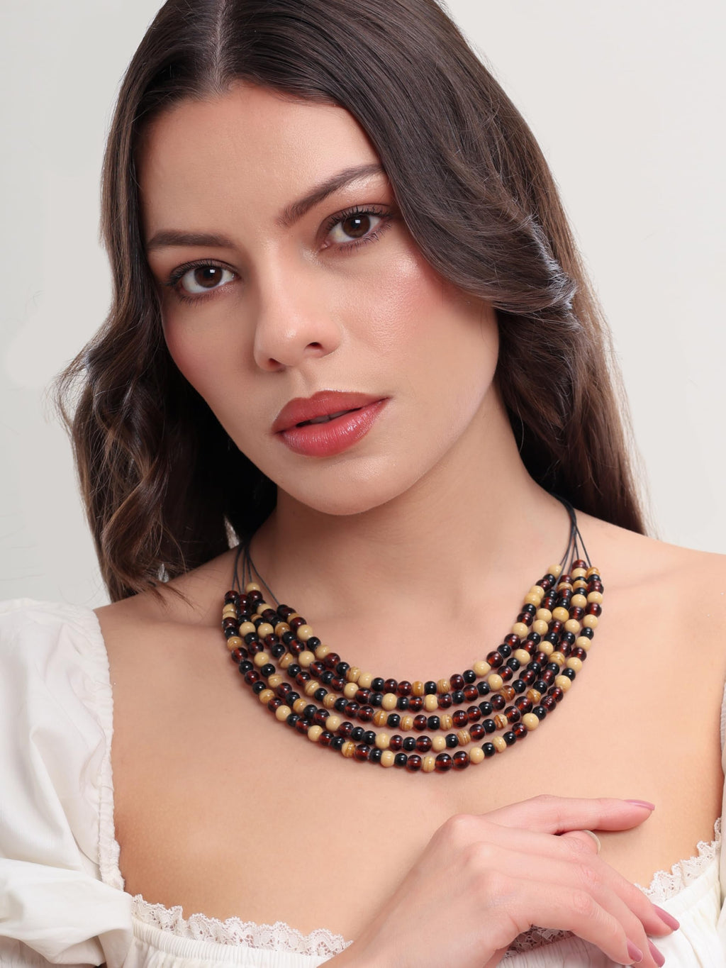 Handmade Turquoise Seed Bead Necklace for Women | Artisan Multi-Strand Layered Statement Choker | Boho Ethnic Jewelry for Festive & Casual Wear