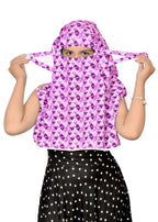 DEEPNYRA - LIVING STYLE Sun Protection Face Cover Cotton Printed Scarf Mask Head Wrap Bandana For Women and Girls Hijab Dupatta Double Layer Head Neck Face Hair Safety All Day Wear Scarf (Purple)