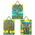 Artvibes Elegant Elephant & Cow Decorative Wall Art MDF Wooden Wall Hanger for Home | Aesthetic Wooden Decor | Graphic Artwork | Wall Illustrations | Sceneries | Unique Gift Items (WH_9674N), Set of 3
