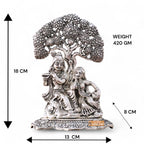 KridayKraft Metal Radha Krishna Idol with Under Tree Decorative Showpiece Statue for Puja Room Home Office Desk Gift Items Ornate Metal Sculpture of Hindu Deities, 18 cm Height Silver