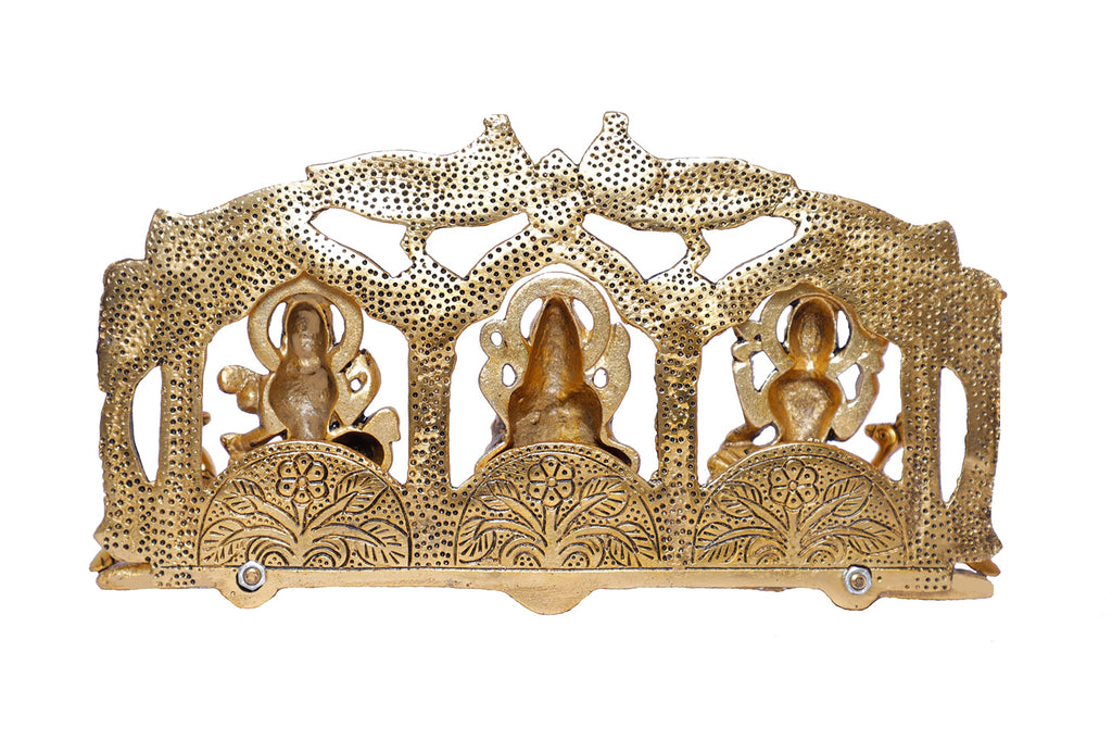 KridayKraft Laxmi Ganesh Saraswati Metal Statue Peacock Frame Looks Beautiful for Decor Your Home, Religious Idol Showpiece,Metal Laxmi Ganesha Murti for Diwali Poojan and Gifting Idol...
